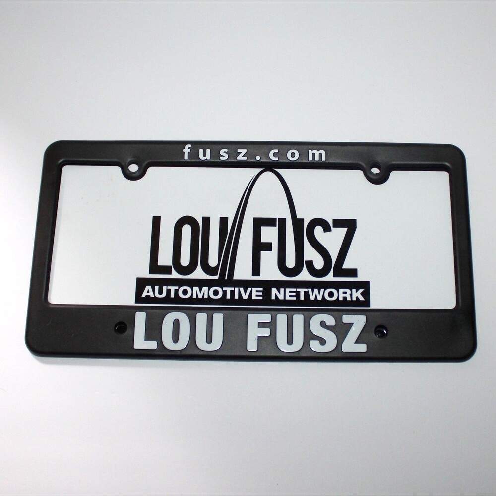 License Plate Frame Lou Fusz St. Louis MO black plastic NEW car
